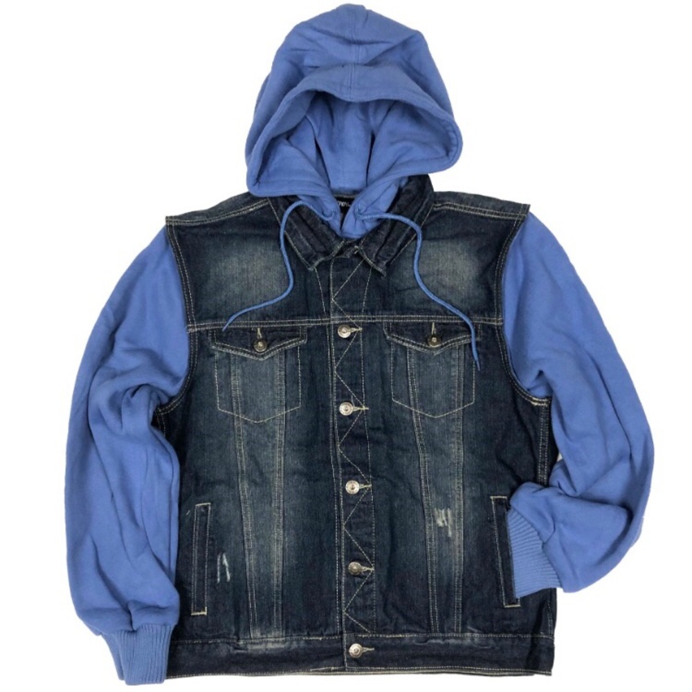 RB Denim Vest w/ Fleece Hoodie & Sleeve

Color: Med Blue, Blue

Style# 4015F